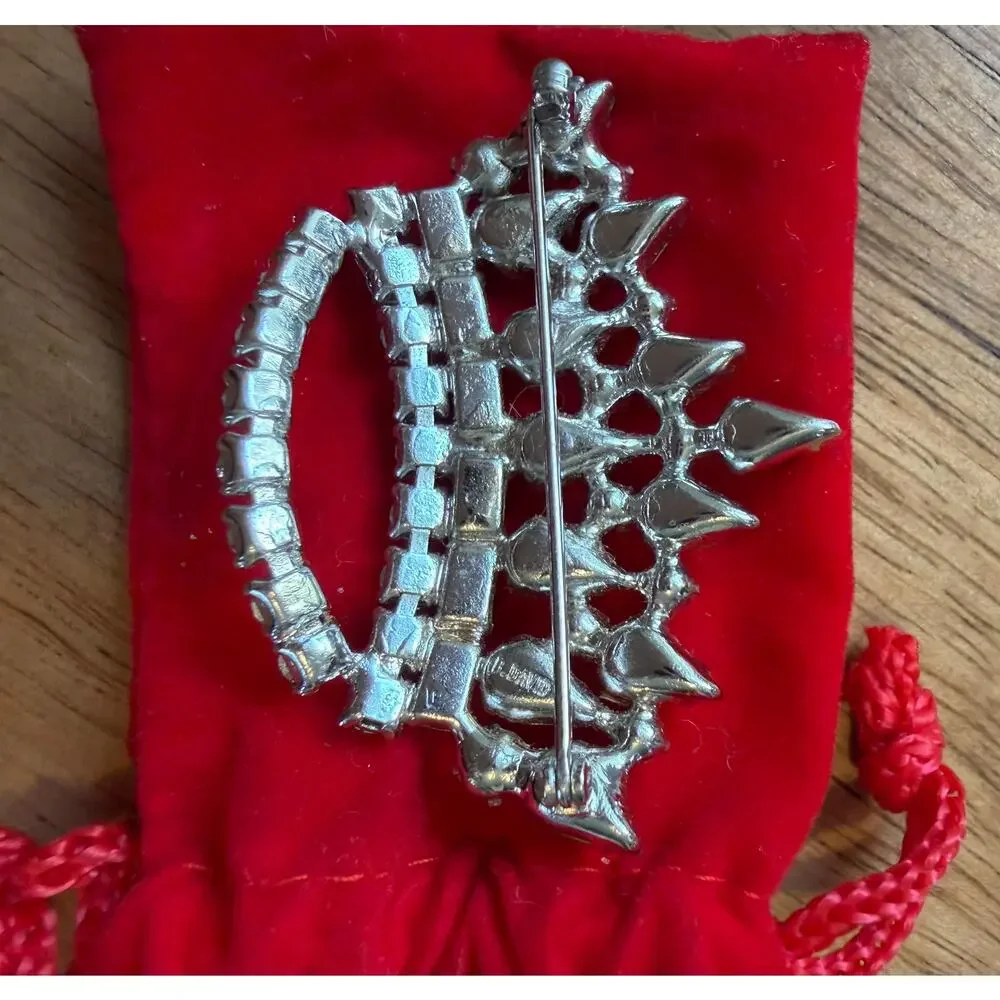 Vintage Signed B. David Rhinestone Crown Brooch 1955 - 1965 Costume Jewelry